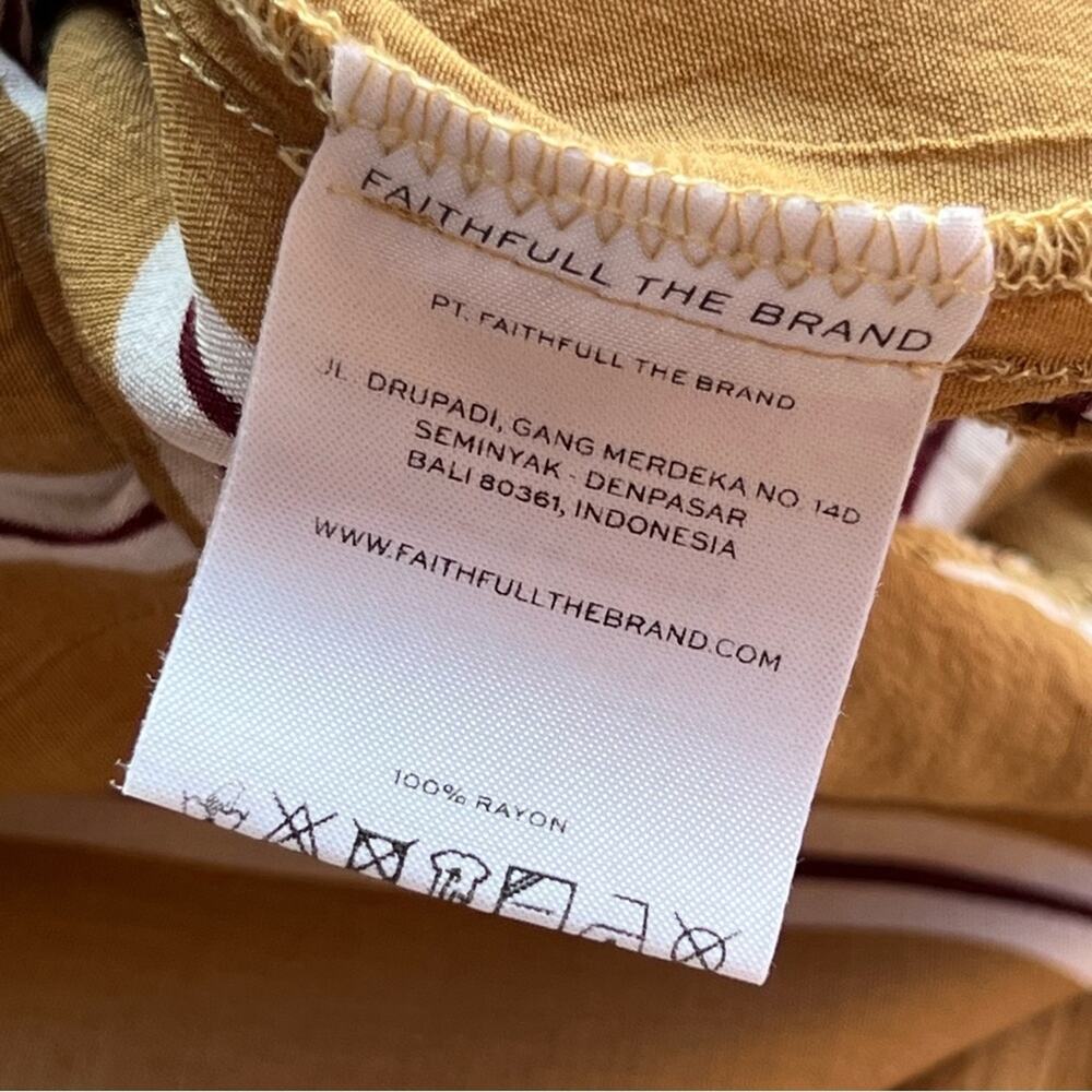 Faithful The Brand Mustard Yellow White Striped Wide Leg Jumpsuit Women’s Size 6 - Picture 7 of 7